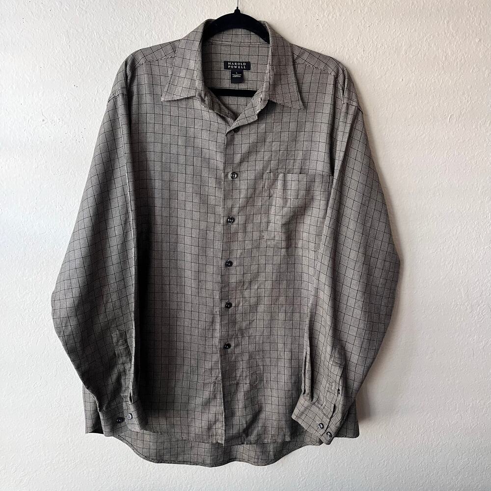 Harold Powell 100% Cotton Long Sleeve Botton Down Collard Mens‎ Shirt Size L